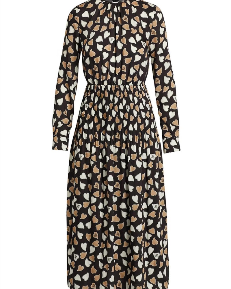 Front of a model wearing a size US12 Nostoc Twill Midi Dress In Black in Black by MaxMara. | dia_product_style_image_id:344683